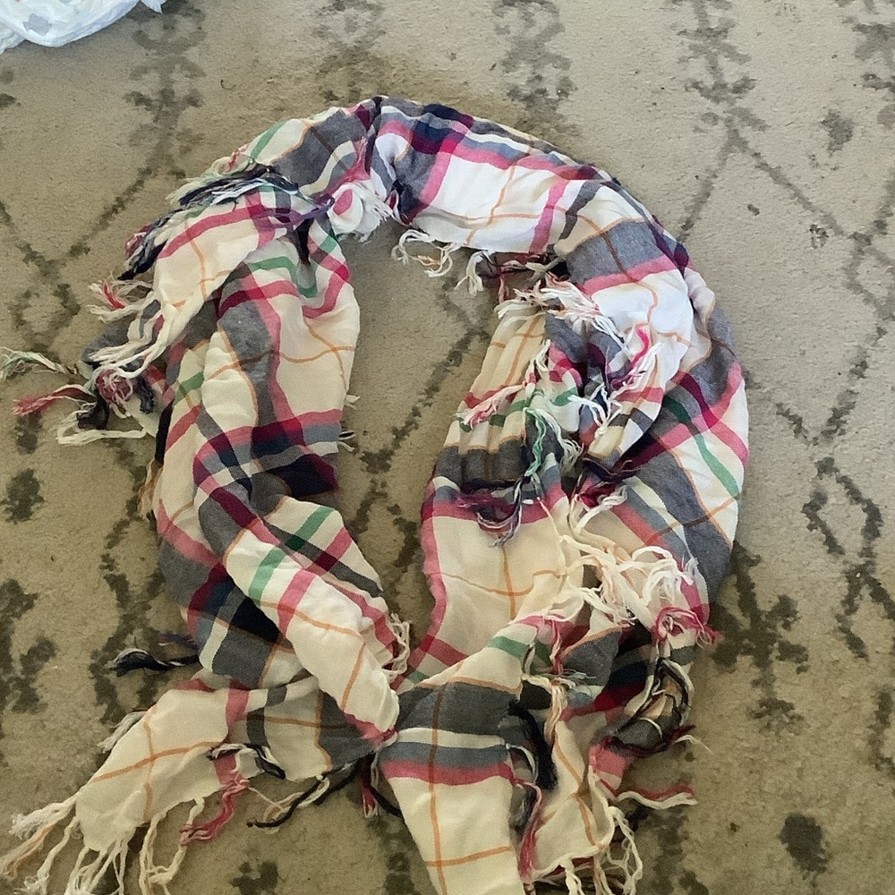Colorful Plaid Fringe Scarf